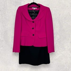 Suit Studio 2-Piece Blazer Skirt Set Size 6 Pink Black Notch Lapel Business Work